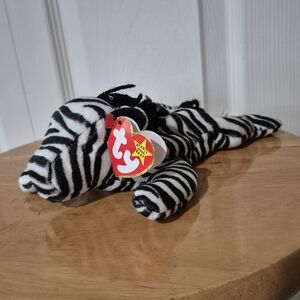 Vintage 1995 Ty Ziggy Tge Zebra Beanie Baby Plushie Style 4063 Great Condition